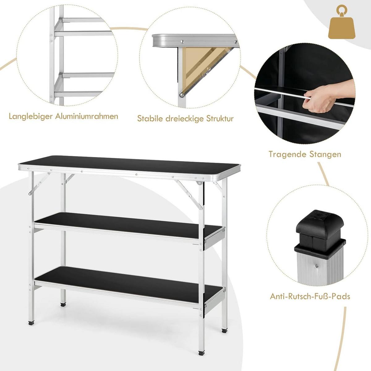 CAMPINGSCHRANK Schwarz - Schwarz, Holzwerkstoff (38/110/88cm) - COSTWAY