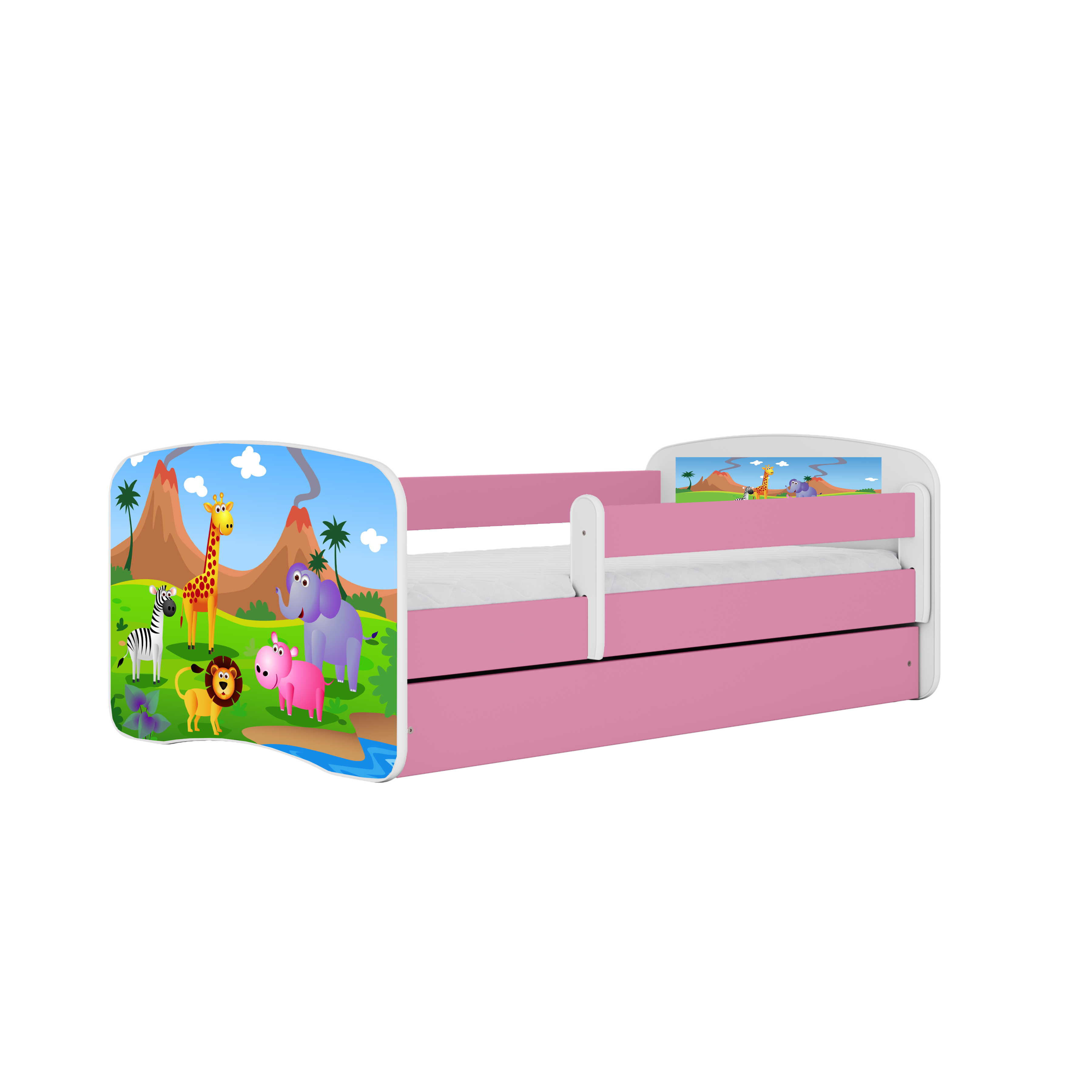 KINDERBETT Safari mit Schublade 160/80 90/61/164 - Rosa, Holzwerkstoff (80/160cm) - RAUMHIRSCH FURNITURE