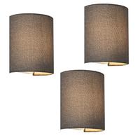 WANDLEUCHTE-SET 3 TLG. - Grau, Textil (17.5/20/13cm) - lux.pro