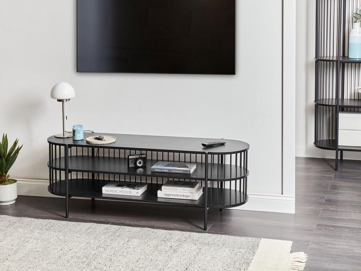 TV-MÖBEL Schwarz Birson - Schwarz, Holzwerkstoff (140/50/44cm) - Beliani