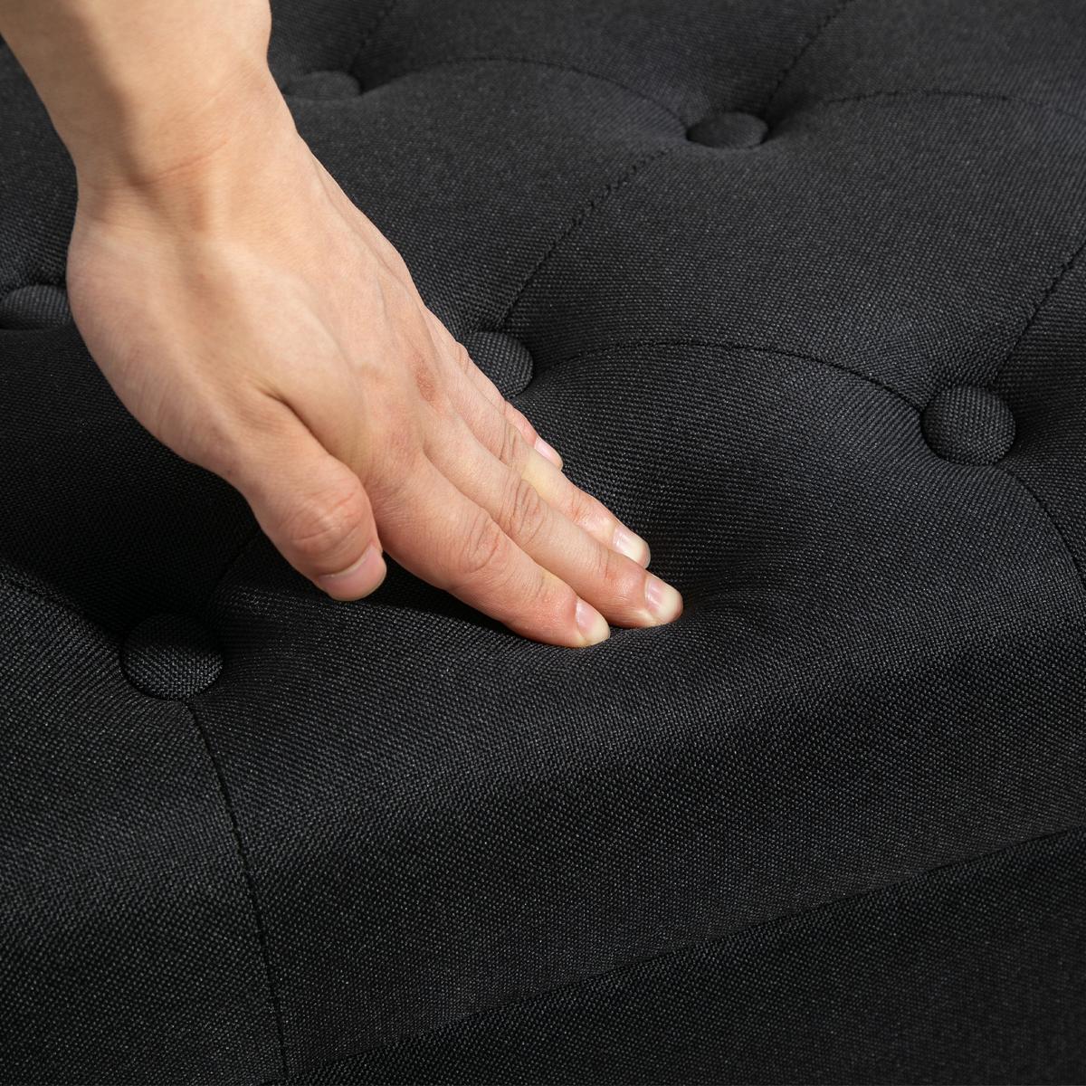 TRUHENBANK Polyester Holz Schwarz - Schwarz, Holz/Kunststoff (40/44/100cm) - HOMCOM
