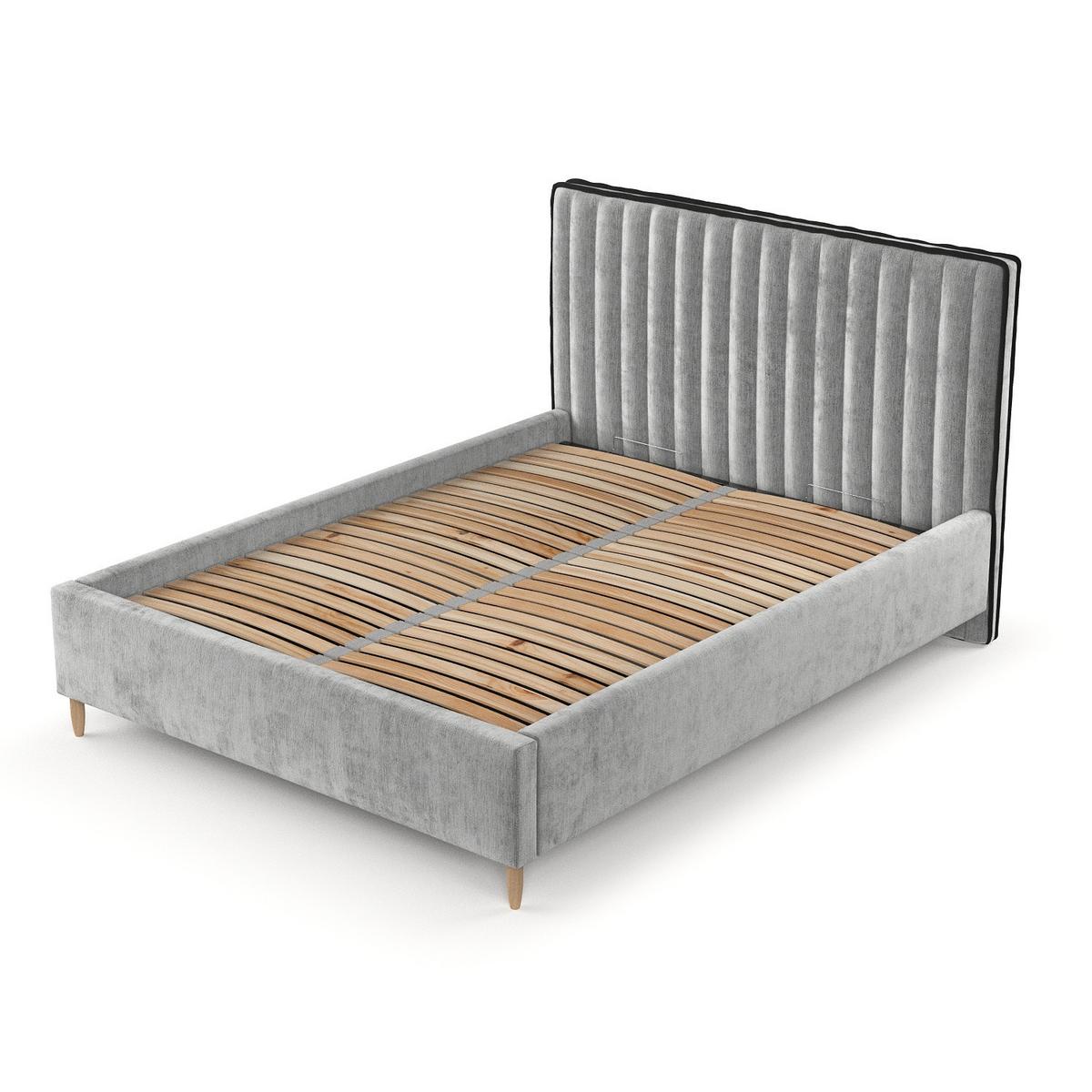 POLSTERBETT Aria 140/200 cm Hellgrau im Lotta Stoff - Hellgrau/Naturfarben, Holz/Holzwerkstoff (140/200cm) - AltaBeds