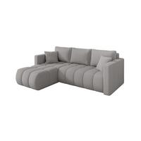 ECKSOFA mit Schlaffunktion Ottomane Links GARD-L 226x146x85 Hellgrau Bouclé - Silberfarben/Hellgrau, Holzwerkstoff/Kunststoff (226/146cm) - ALTDECOR