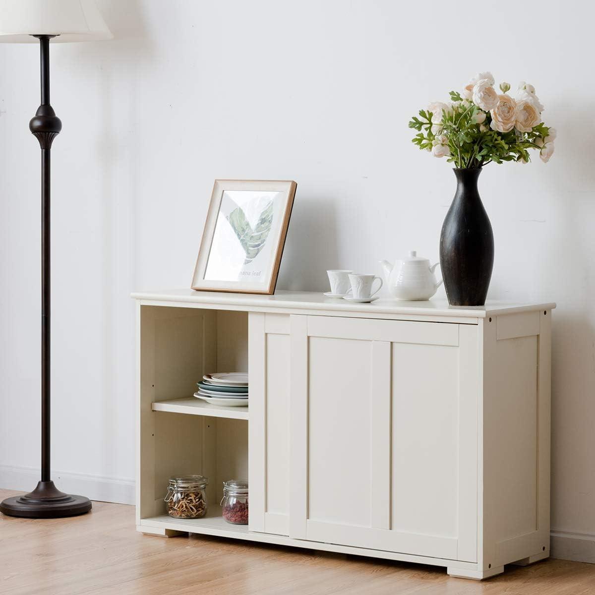 SIDEBOARD Beige - Beige, Holz (107/60/33cm) - COSTWAY