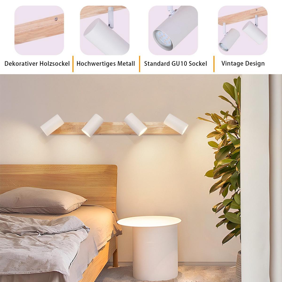 DECKENSTRAHLER Koblenz 4-flammig 60/10.5/14.5 cm - Braun, Metall (60/10.5/14.5cm) - Nettlife
