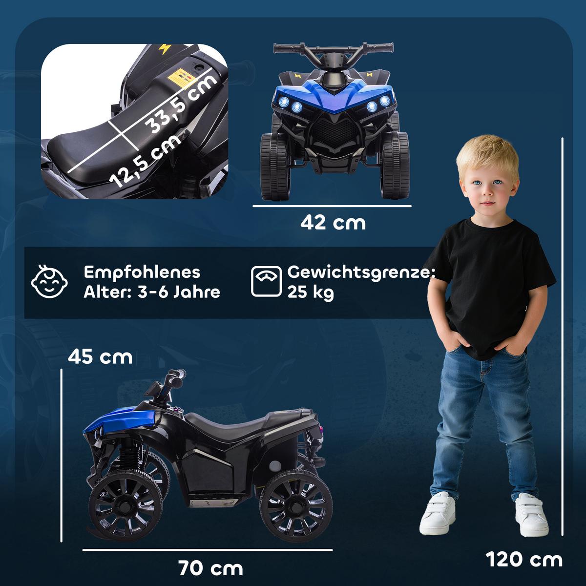 KINDER QUAD mit Scheinwerfer Blau - Blau, Metall (70/42/45cm) - AIYAPLAY