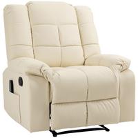 MASSAGESESSEL Elektrisch Fernsehsessel mit Liegefunktion 8 Massagepunkte Creme - Creme/Schwarz, Leder (99/99/94cm) - HOMCOM