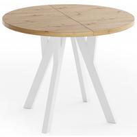 ESSTISCH Vero rund ausziehbar verlängerbar, Eiche Artisan Hellbraun 80-130/80/77 cm - Eiche Artisan/Weiß, Holz/Holzwerkstoff (80/130/76.5cm) - WFL GROUP