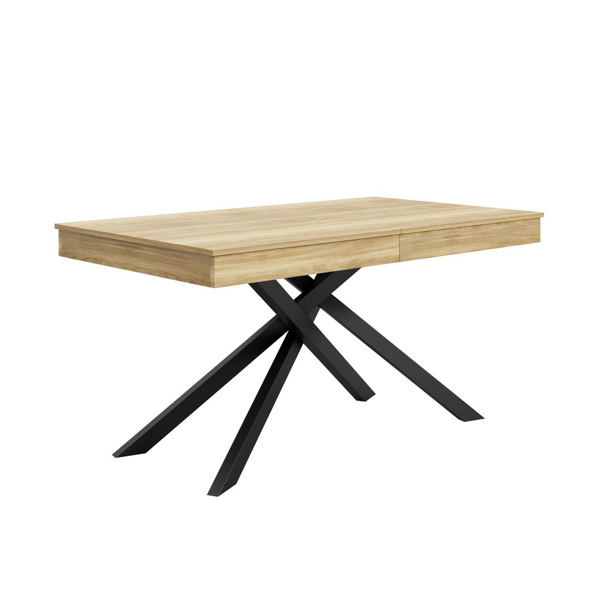 ESSTISCH Ausziehbar 140-180cm Eichenoptik MDF mit Metall Kreuzbeinen - Eichefarben, Holzwerkstoff (80/180/76cm) - Urban Meuble