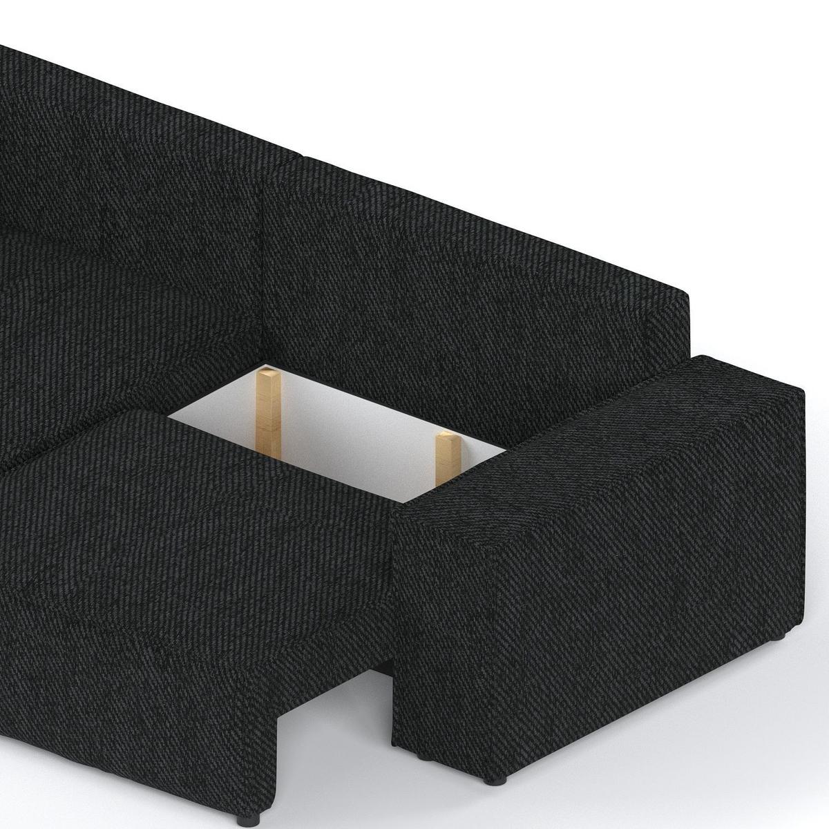 ECKSOFA AVION mit Schlaffunktion Schwarz im Neve Stoff - Schwarz, Holz/Holzwerkstoff (253/148cm) - AltaBeds