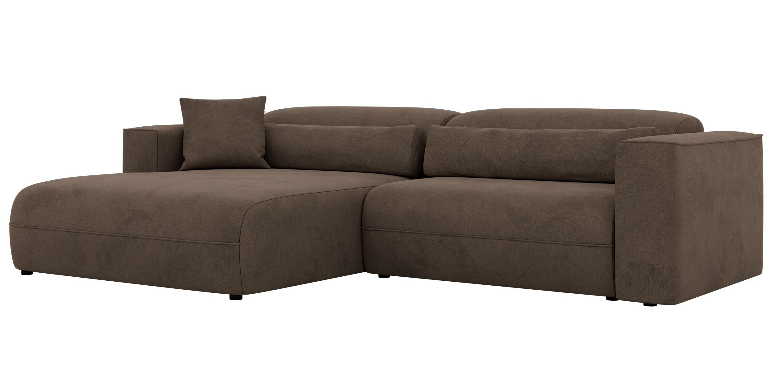 ECKSOFA PAZURRO L - Braun Velvet - Links Seite - Schwarz/Braun, Kunststoff/Textil (288/180cm) - MKS