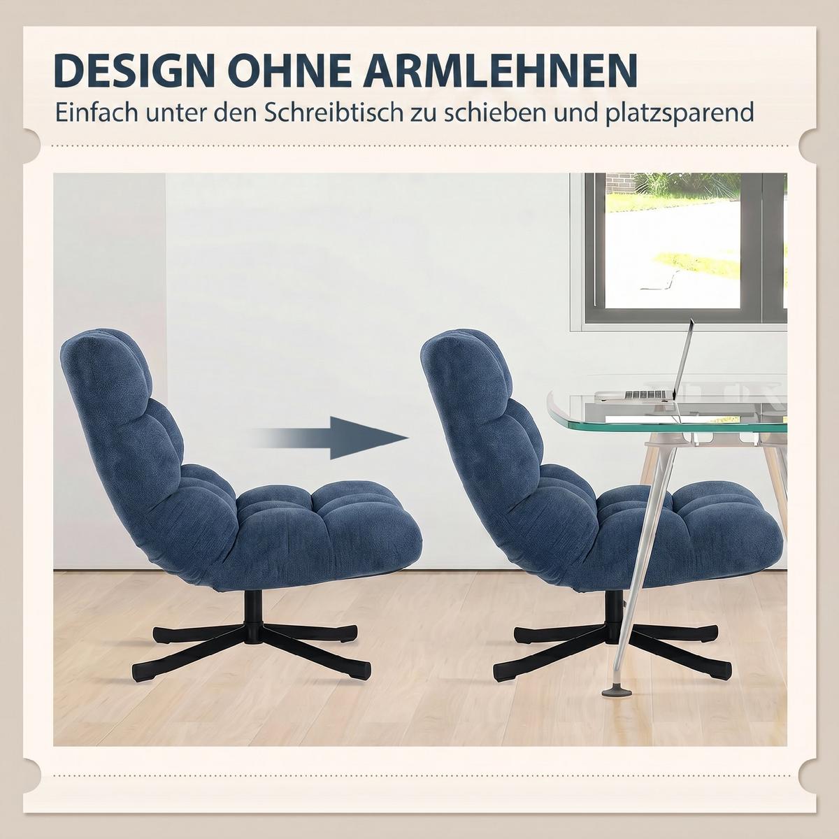 SESSEL Polyester Dunkelblau - Schwarz/Dunkelblau, Textil/Metall (75/90/95cm) - HOMCOM