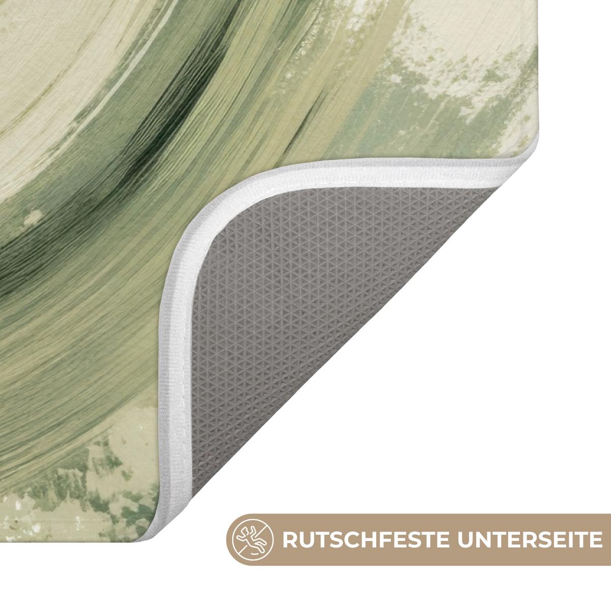 BADEMATTE Abstrakt - Pinselstriche - Wellen - Grün 60x40 cm - Mintgrün, Textil (60/40cm) - OnlyWow