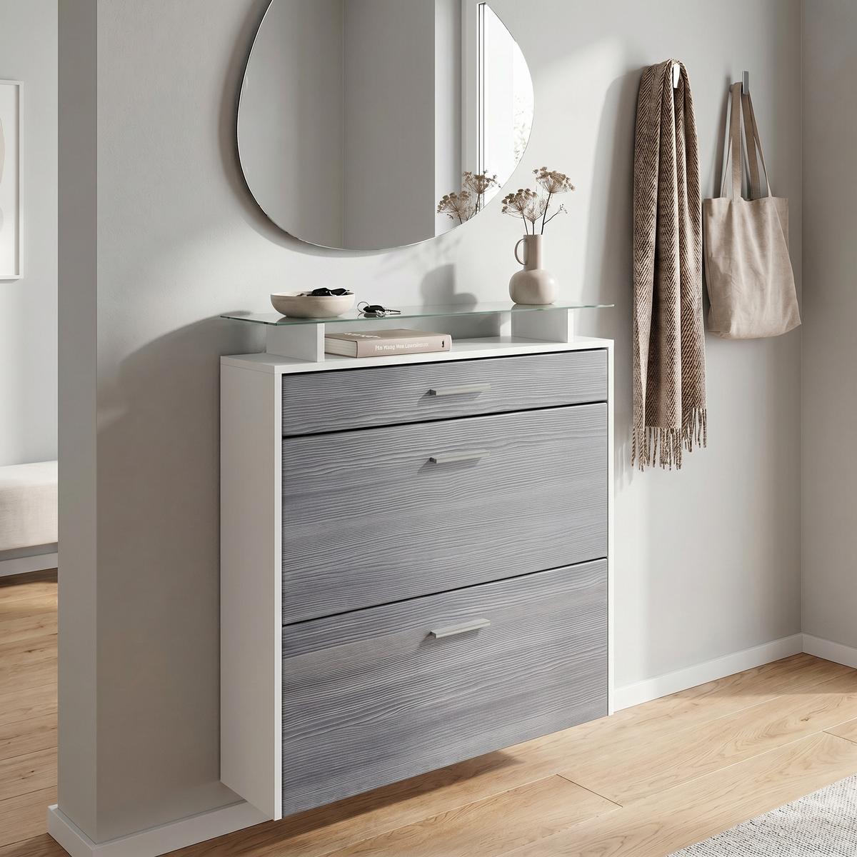 SCHUHSCHRANK Malea Front in Avola-Anthrazit - Anthrazit, Holzwerkstoff (89/96/23cm) - Vladon