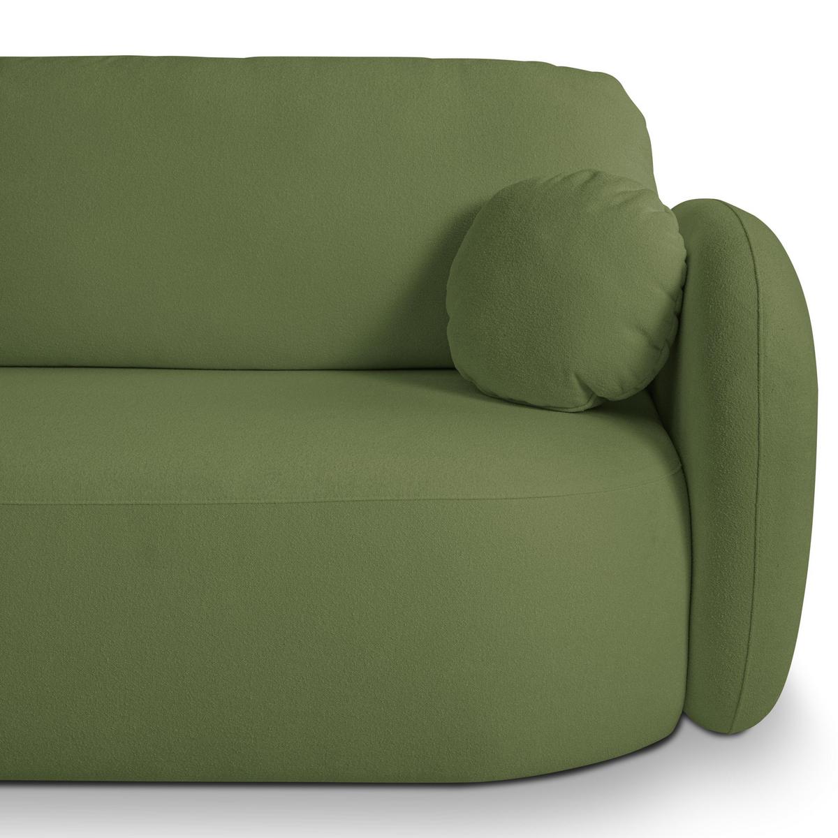 ECKSOFA AMICO L-S Grün Geflochtener Stoff mit Schlaffunktion - Grün, Holz (248/174cm) - MASSENO