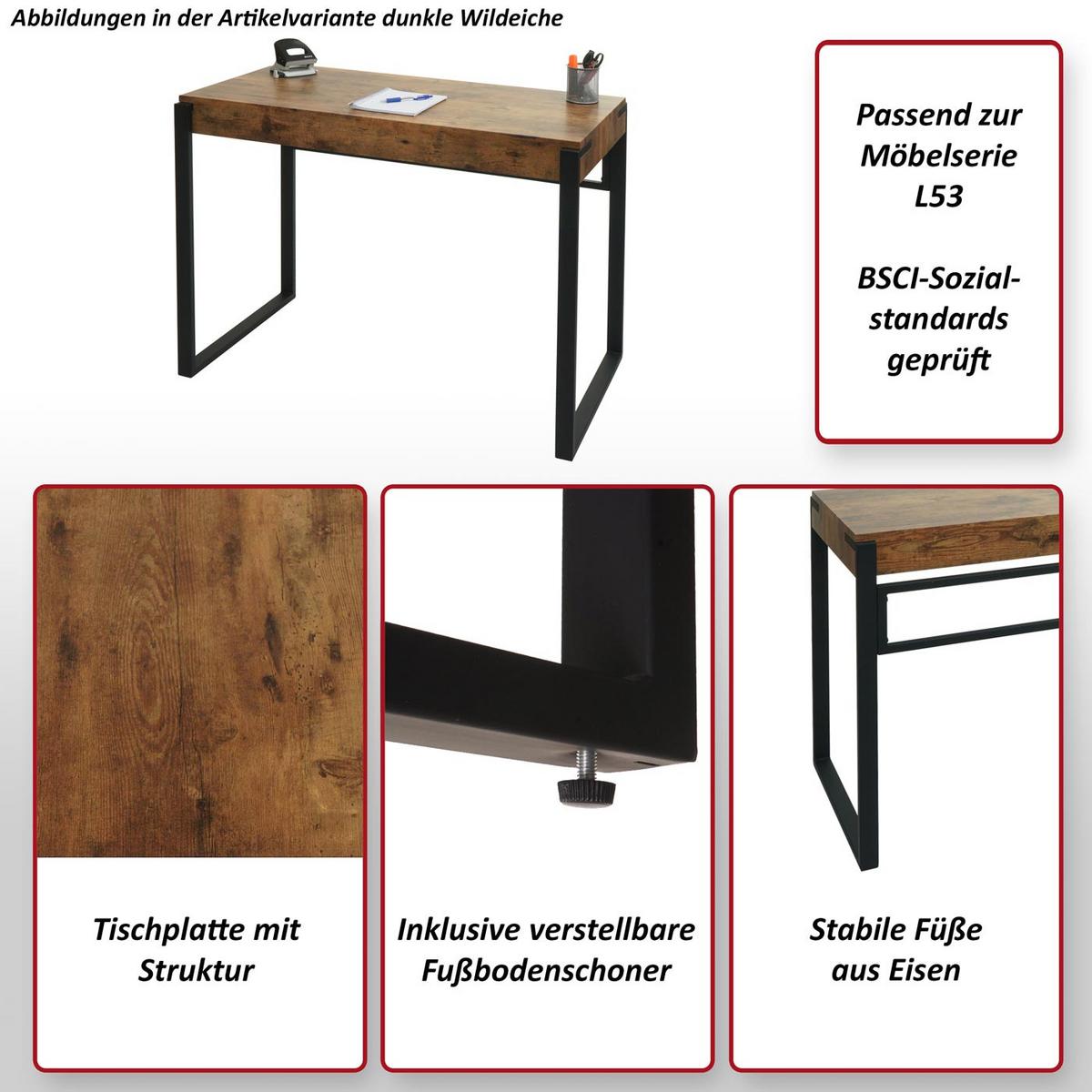 SCHREIBTISCH quadratisch Grau - Grau, Holz (54/100/80cm) - MCW