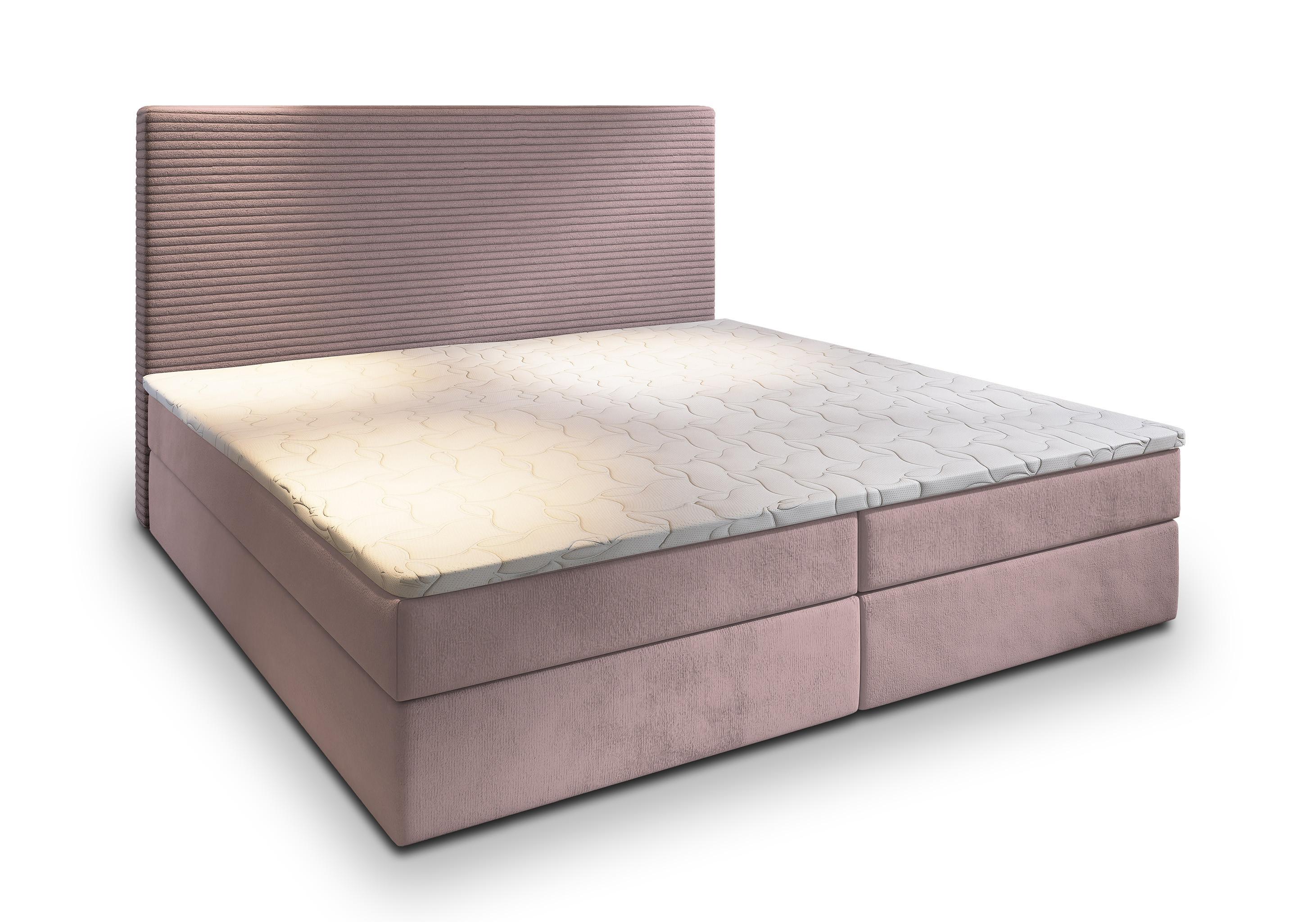 BOXBETT GIARRO 180x200 cm mit Matratze und Topper - Rosa - Rosa, Holz (180/200cm) - MASSENO