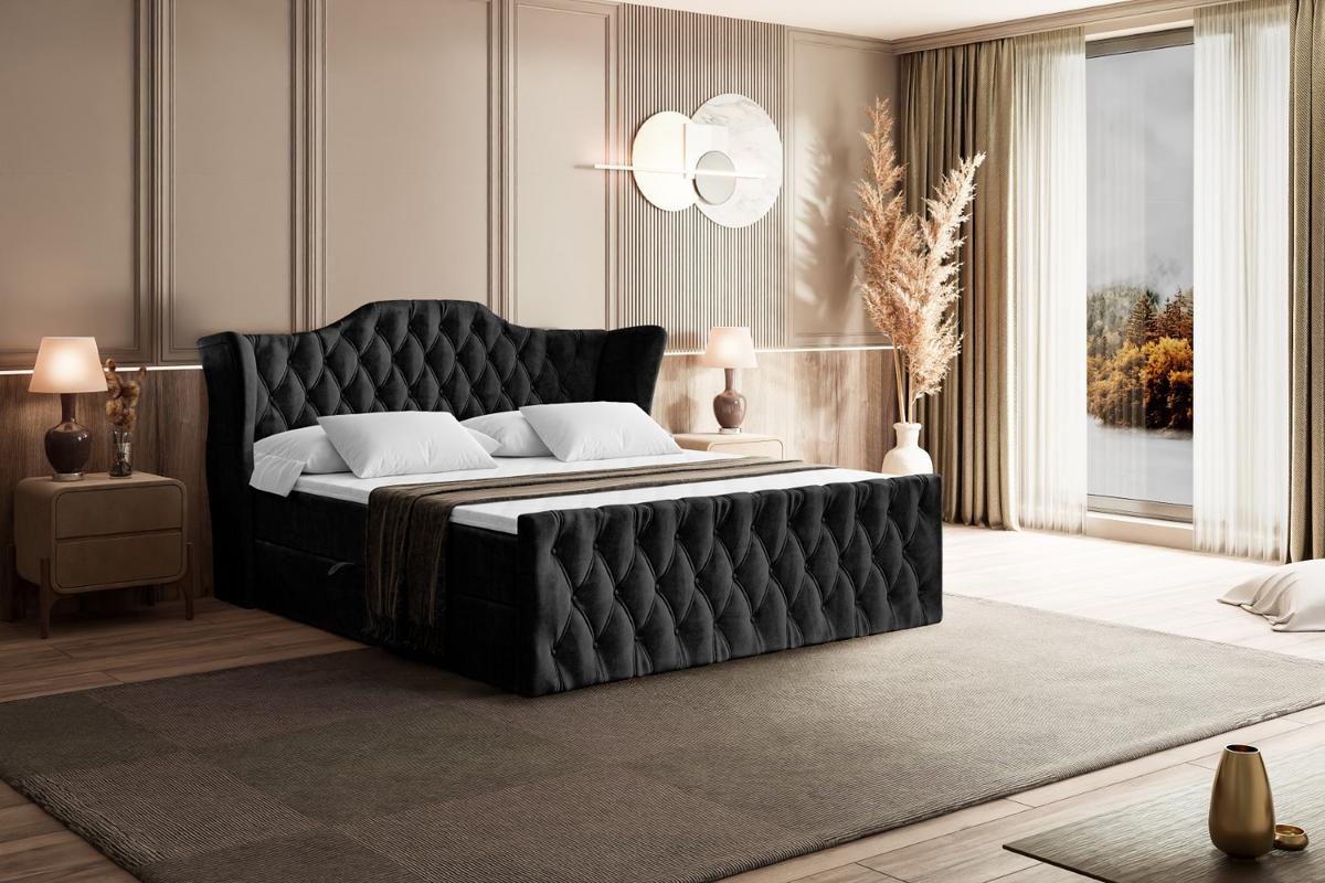 BOXBETT VILA-Z - 140x200 cm - H4 - Schwarz - Schwarz, Holzwerkstoff (140/200cm) - ALTDECOR