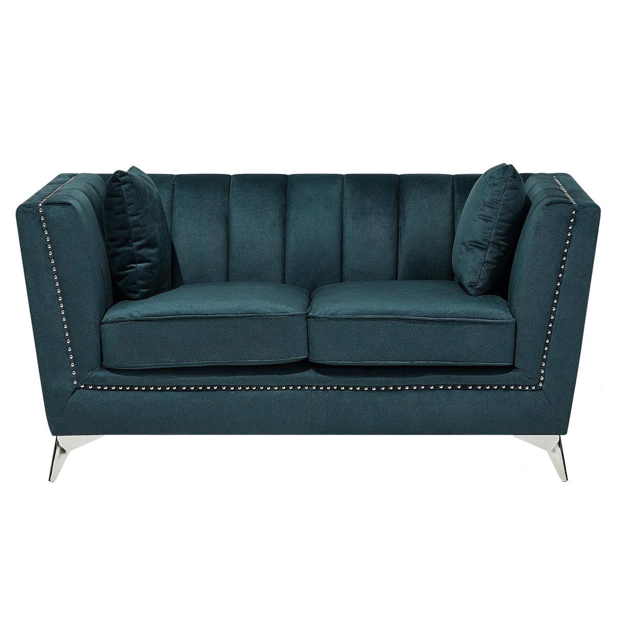 SOFA-SET 5-sitzer Samtstoff Blau Gaula - Blau, Textil (211/77/80cm) - Beliani