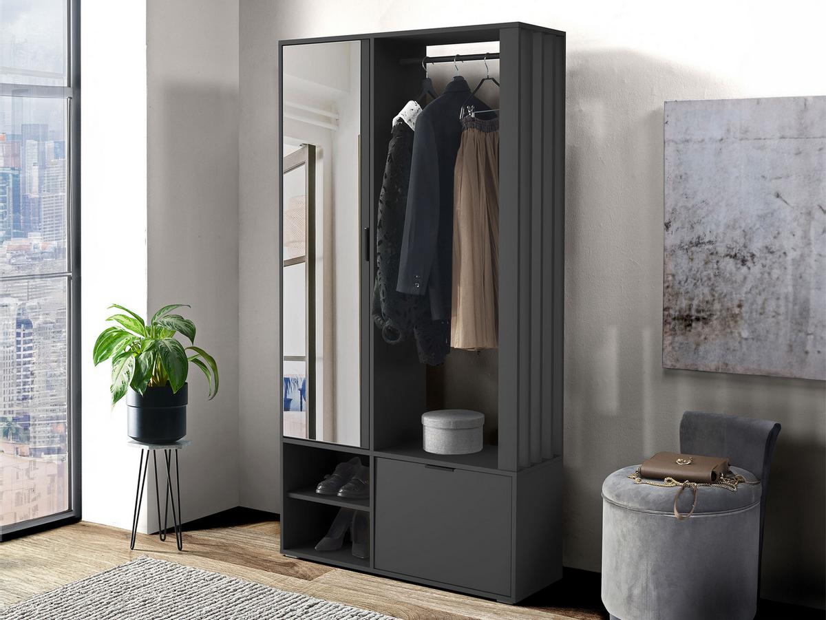 GARDEROBE Milo - Anthrazit/Schwarz, Holzwerkstoff/Kunststoff (100/190/33cm) - MIRJAN24