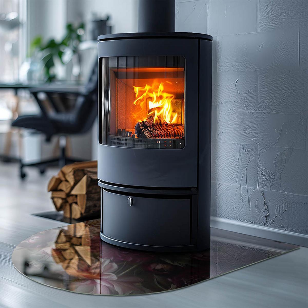 GLASPLATTE für Kamin 80x70 cm - Weinrot, Glas (80/70/0.4cm) - TULUP