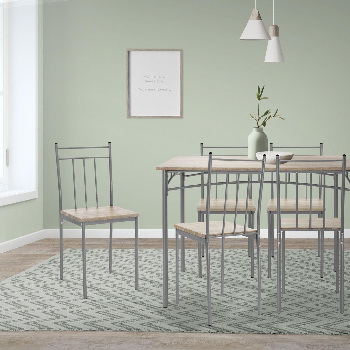 ESSTISCH SET 5-teilig Eiche hell - Beige/Grau, Holzwerkstoff/Metall (70/82.5/110cm) - ML-DESIGN
