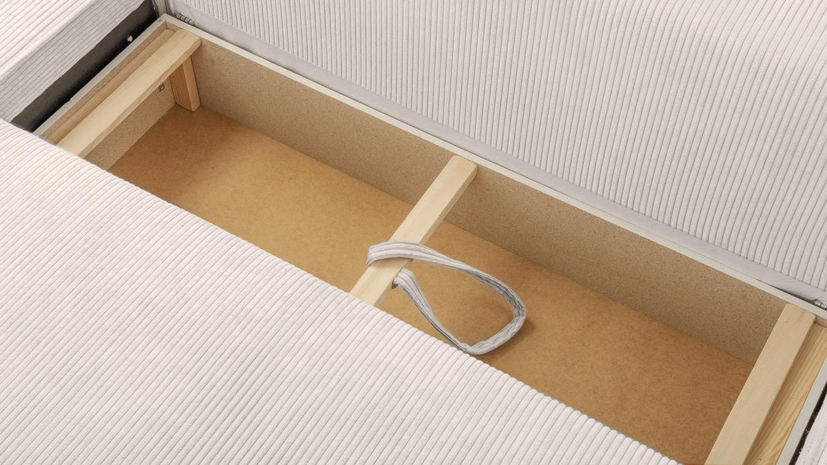 WOHNLANDSCHAFT Cedria Weiß 389/145/85 cm mit Schlaffunktion - Creme/Schwarz, Kunststoff/Textil (389/85/145cm) - AX Living
