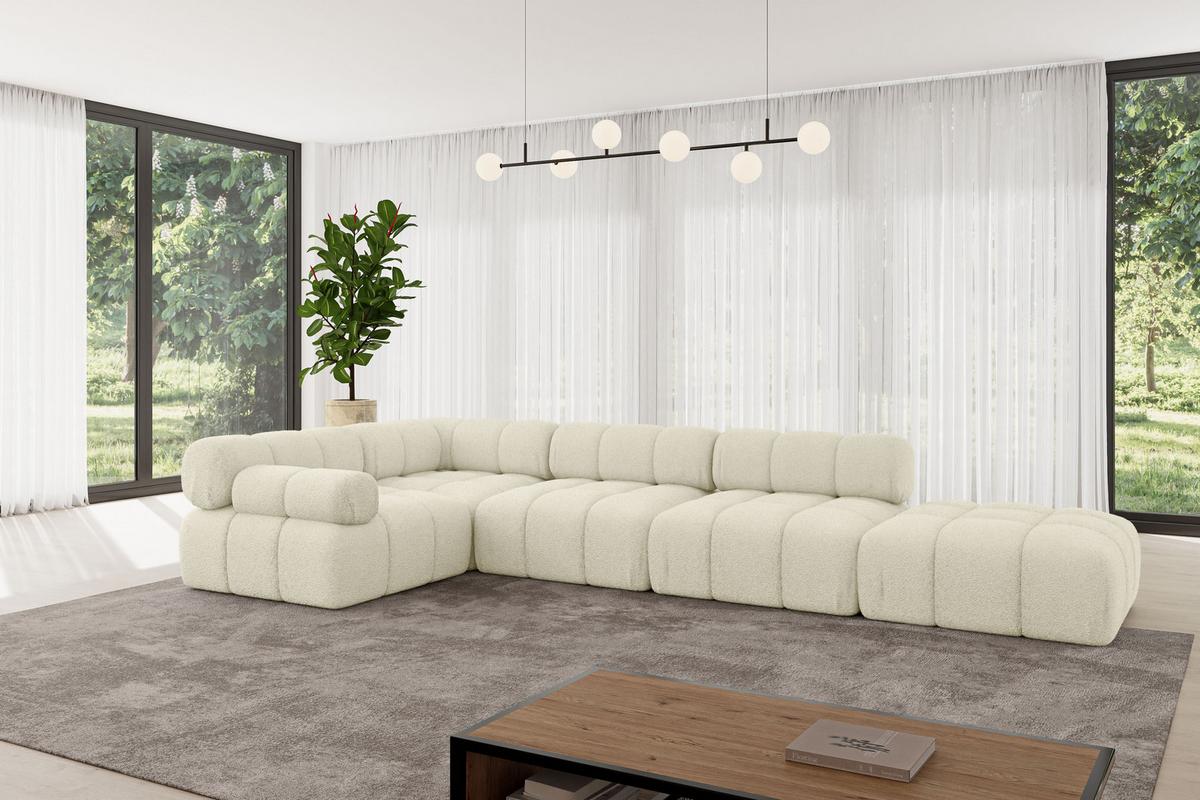 ECKSOFA modulares Sofa Felto-L2 - 380x190x70 cm Beige Bouclé - Beige, Holzwerkstoff/Textil (380/190cm) - ALTDECOR