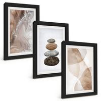 BILDER SET 3er Set - 20x30 cm Schwarzer Rahmen - Abstrakte Pastellformen - Schwarz, Kunststoff (20/30cm) - TULUP