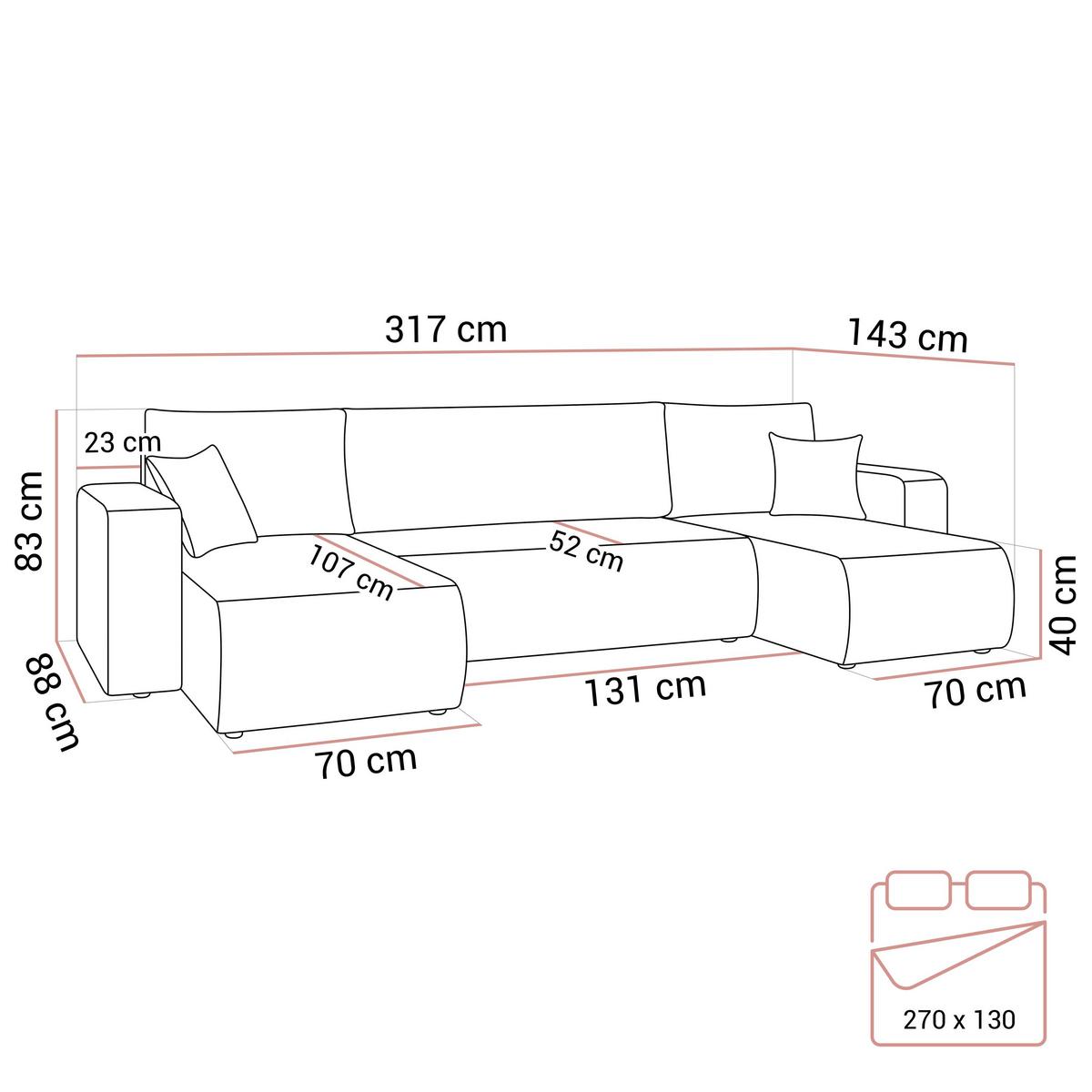 ECKSOFA PRESTIGE U mit Schlaffunktion, Poso 110 - Hellgrau, Textil (317/83/143cm) - Lookway