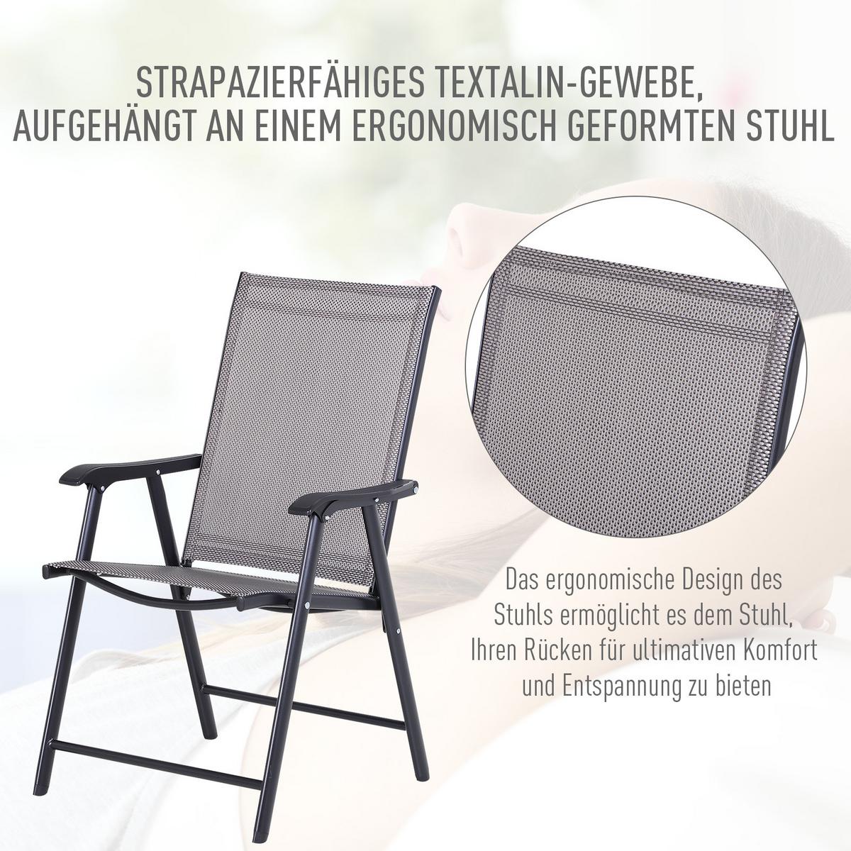 KLAPPSTUHL, Metall, Texteline, Grau - Grau, Metall (64/94/58cm) - Outsunny