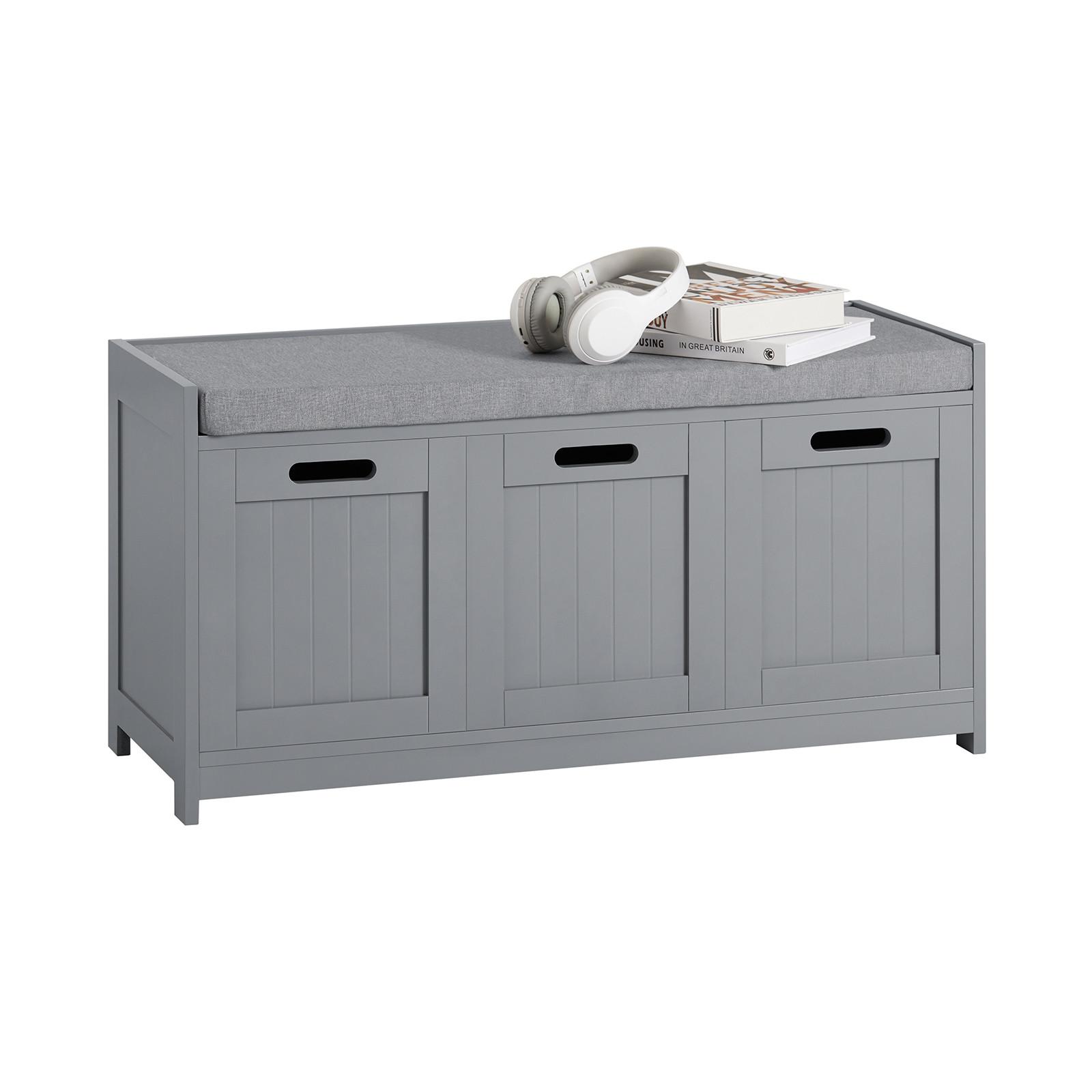 SCHUHBANK Grau - Grau, Holzwerkstoff (90/45/35cm) - SoBuy