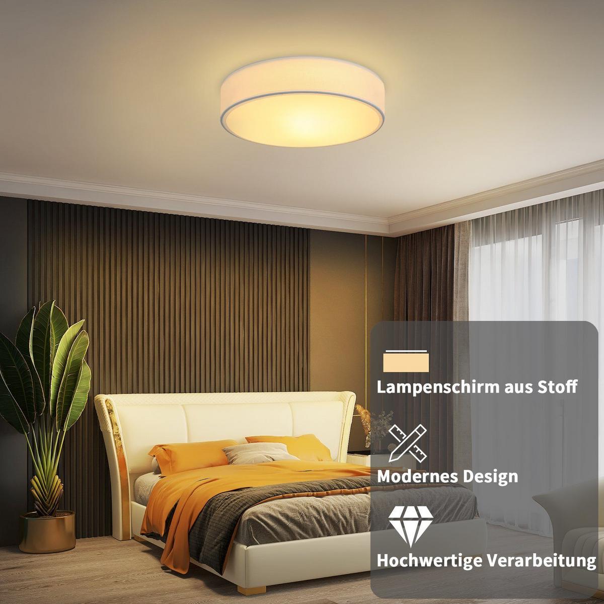LED-DECKENLEUCHTE Booker 30/30/10 cm - Weiß, Textil (30/30/10cm) - Nettlife