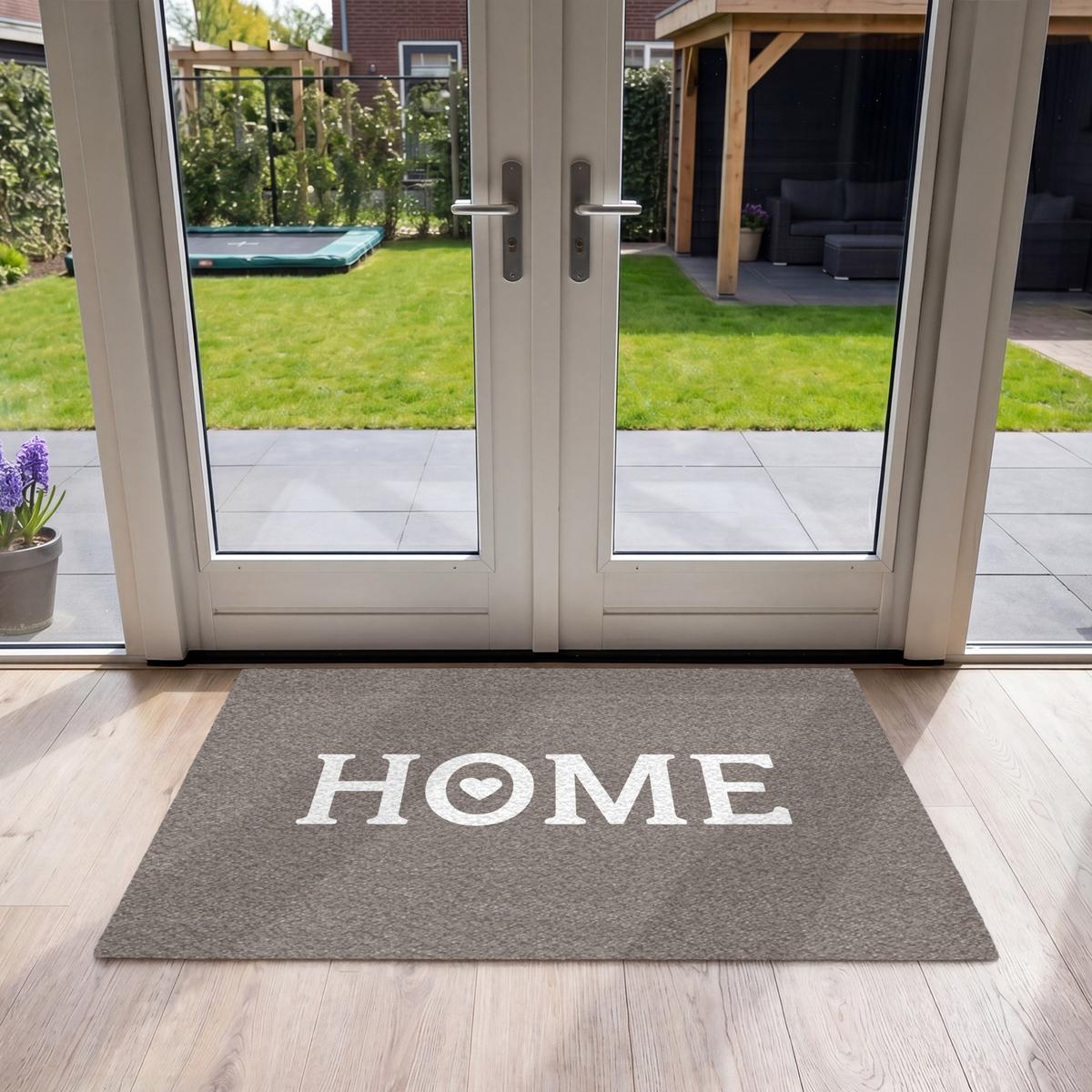 FUSSMATTE Startseite - Text - Taupe Fußabtreter 120x80 cm - Taupe, Kunststoff (120/0.4cm) - MuchoWow