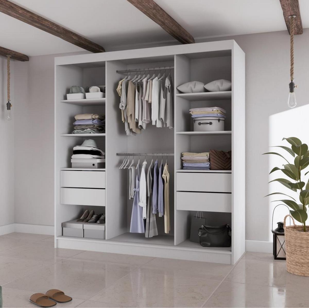 SCHWEBETÜRENSCHRANK Velis II 200/61/215 schwarz+graphit - Schwarz/Graphitfarben, Holzwerkstoff (200/215/61cm) - Beautysofa
