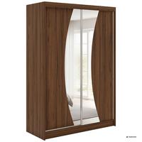 SCHWEBETÜRENSCHRANK 150 - VERONA - Warmia Walnuss mit Spiegel - Walnussfarben/Alufarben, Holzwerkstoff/Metall (150/216/61cm) - MKS