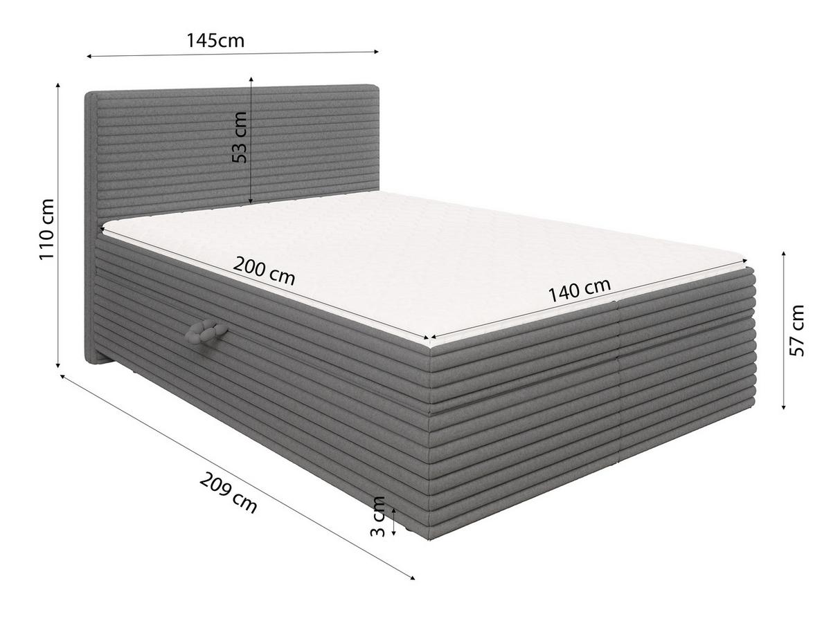 BOXBETT Roma 140/200 cm Dunkelgrau Plüschcord - Dunkelgrau/Schwarz, Holz/Kunststoff (140/200cm) - S-Style Möbel