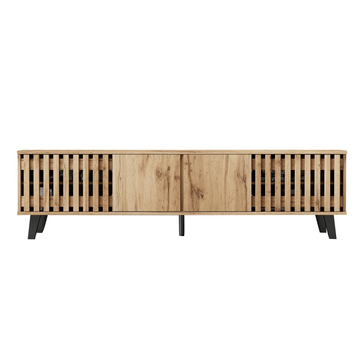 TV-LOWBOARD holz-optik natur für 70 zoll fernseher & 8 fächer - Naturfarben, Holzwerkstoff (180/55/40cm) - Urban Meuble