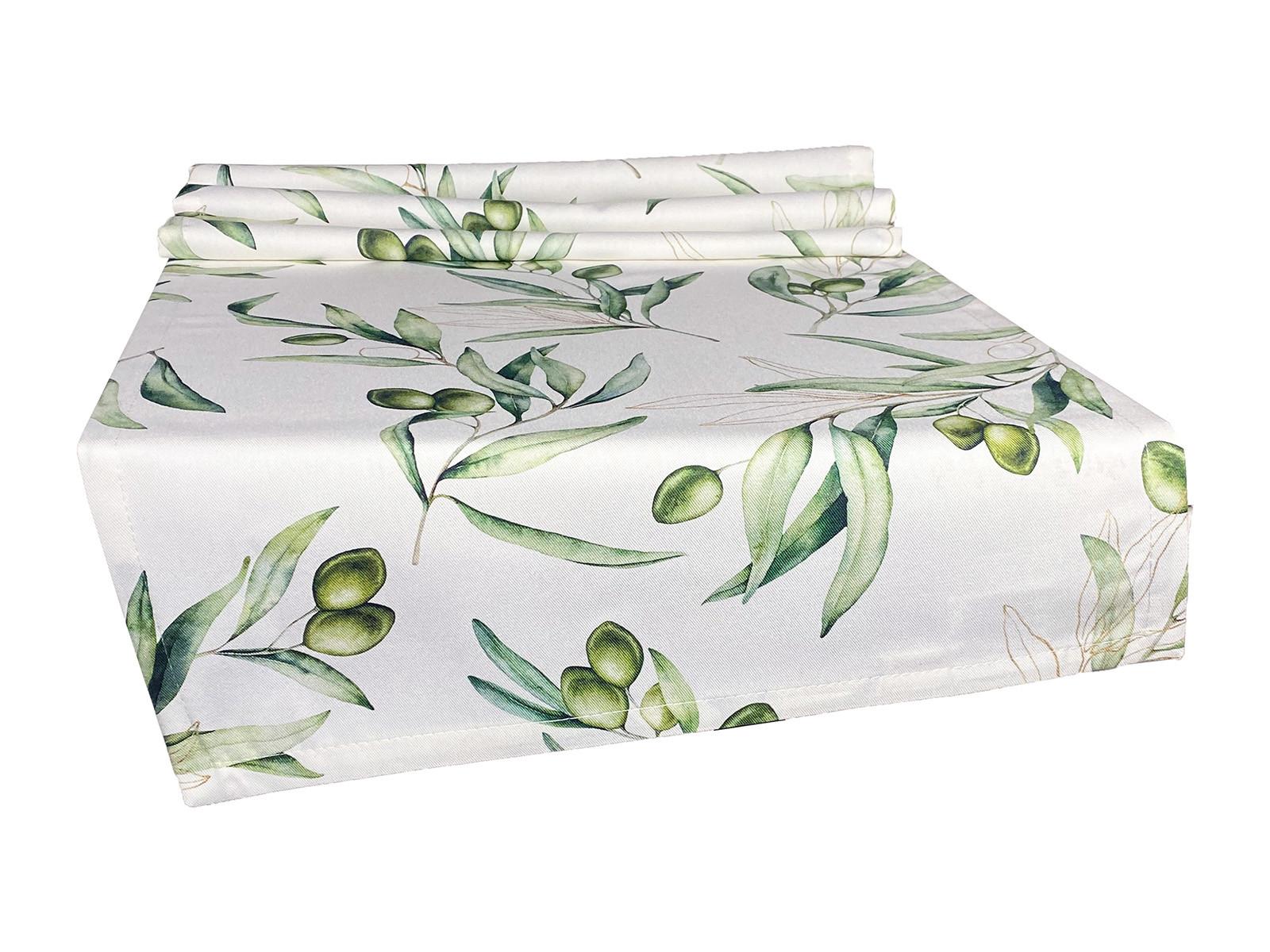 TISCHLÄUFER Italy Collection Oliven 40/130 cm - Ecru/Multicolor, Textil (40/130cm) - beties Heimtextil