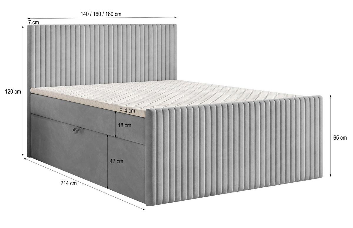 BOXBETT TERVAN 180x200 cm mit Matratze und Topper - Rosa - Rosa, Holz (180/200cm) - MASSENO