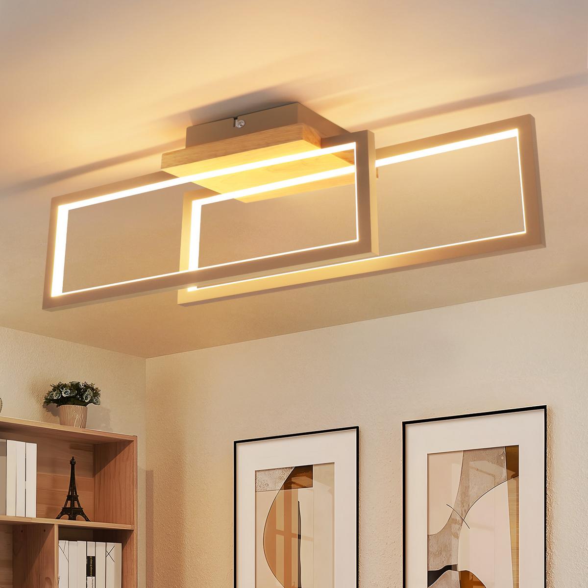 LED DECKENLEUCHTE Bralyn 48/13/16 cm - Braun, Holz/Metall (48/13/16cm) - ZMH