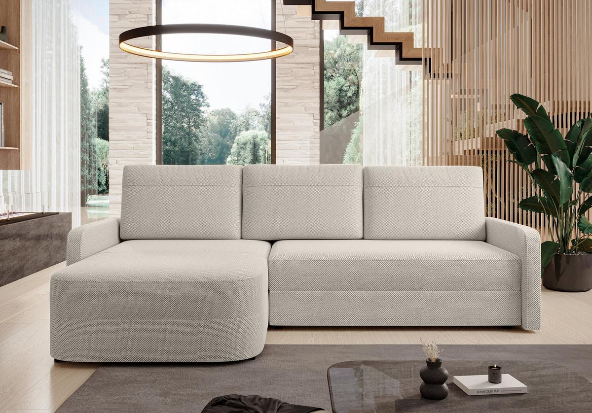 ECKSOFA L Form Nebbiolo Beige 250/170/88 cm – modernes Sofa fürs Wohnzimmer - Beige/Schwarz, Kunststoff/Textil (250/170cm) - AX Living