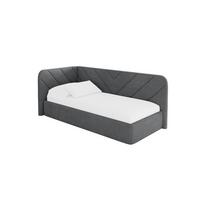 EINZELLBETT Jugendbett mit Bettkasten und Matratze H3/H4, Rechts - FIKY 90x200 Dunkelgrau - Schieferfarben, Holzwerkstoff/Textil (90/200cm) - ALTDECOR