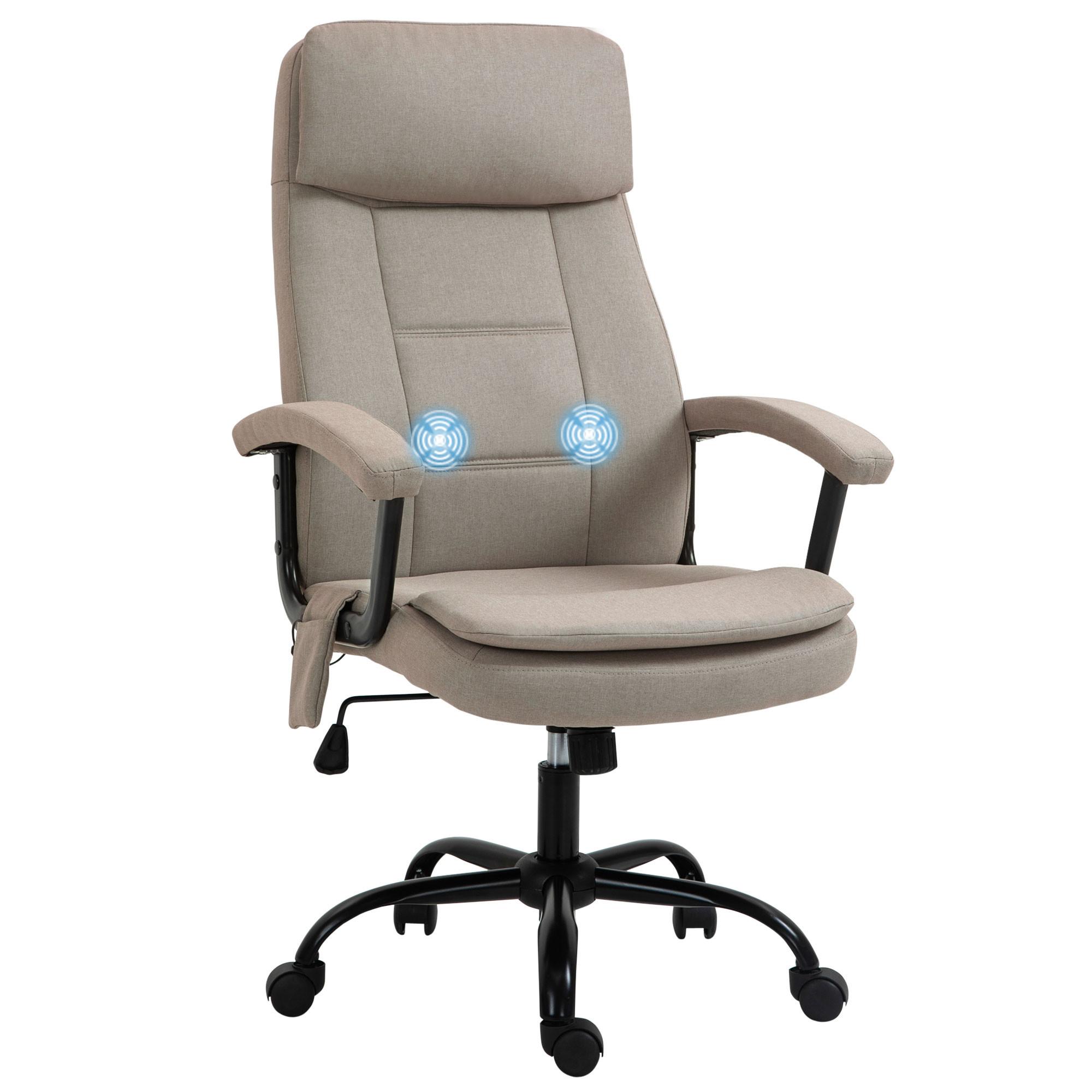 MASSAGEBÜROSTUHL Drehstuhl höhenverstellbar Lendenwirbelsäulenmassage Beige - Beige, Kunststoff (70/121/63cm) - Vinsetto