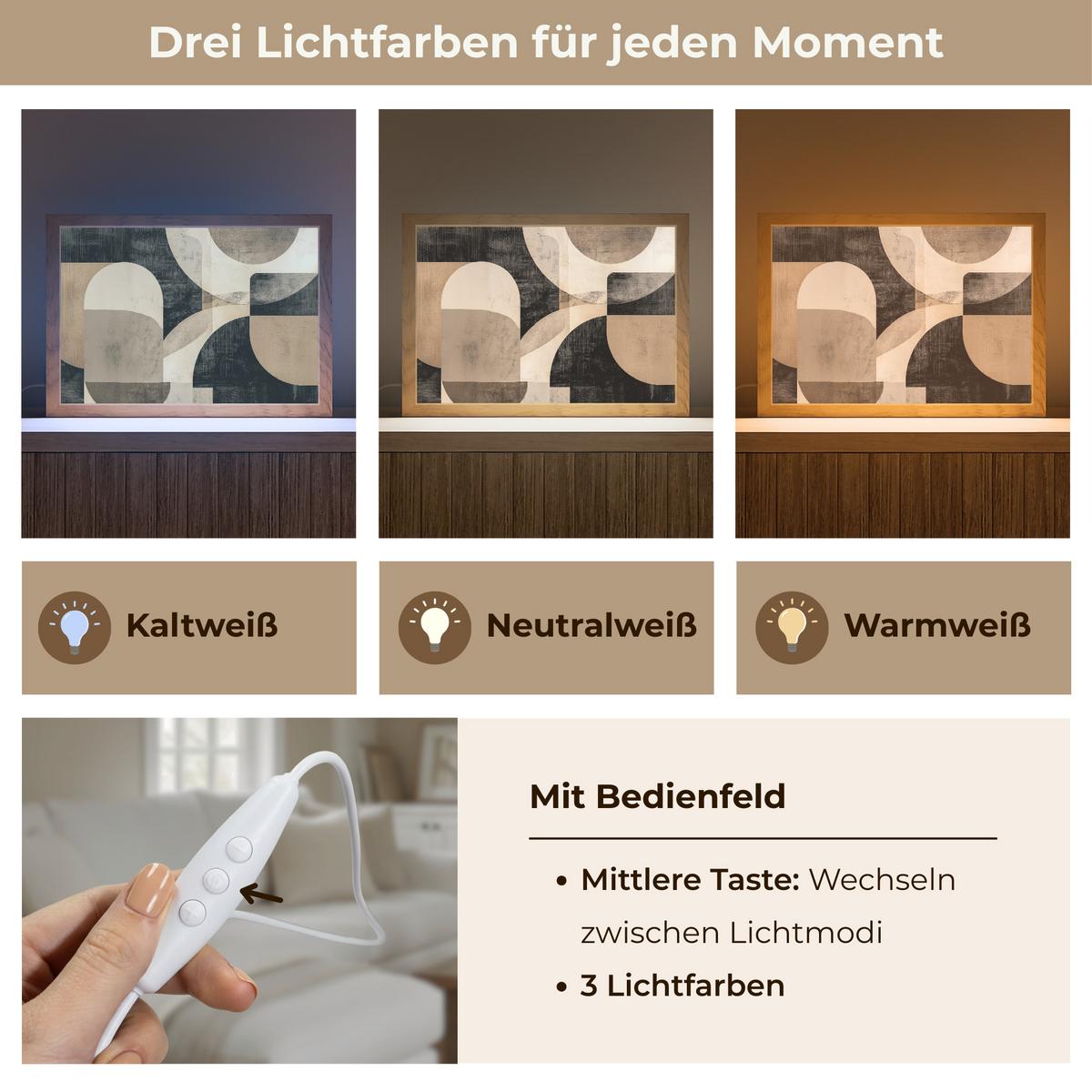 WANDLEUCHTE Abstrakt - Formen - Modern - Beige 30x20 cm - Grau, Holzwerkstoff (30/20/8cm) - OnlyWow