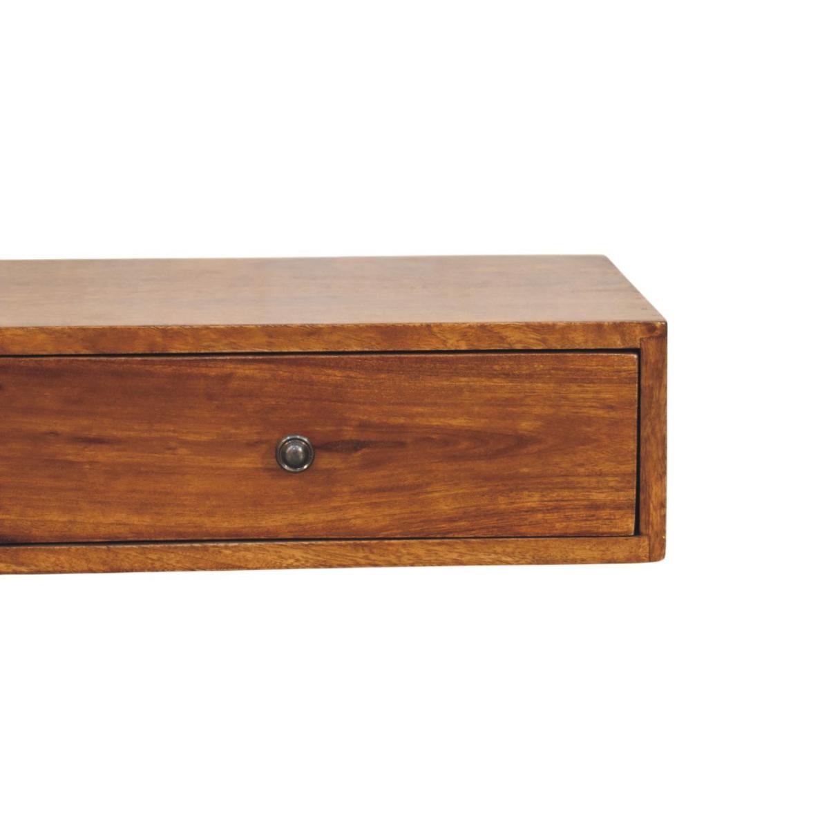 KONSOLE Lunar Kastanie Wandmontiert, 2 Schubladen, Dunkelbraun - Dunkelbraun/Messingfarben, Holz/Metall (88/15/32cm) - Artisan Furniture