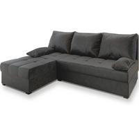 ECKSOFA RITA Grau Plüsch-Stoff mit Schlaffunktion - Grau, Holz/Kunststoff (200/141cm) - MASSENO