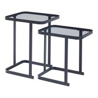 SATZTISCH Laxå - Transparent/Schwarz, Glas/Metall (41/32/51cm) - [en.casa]