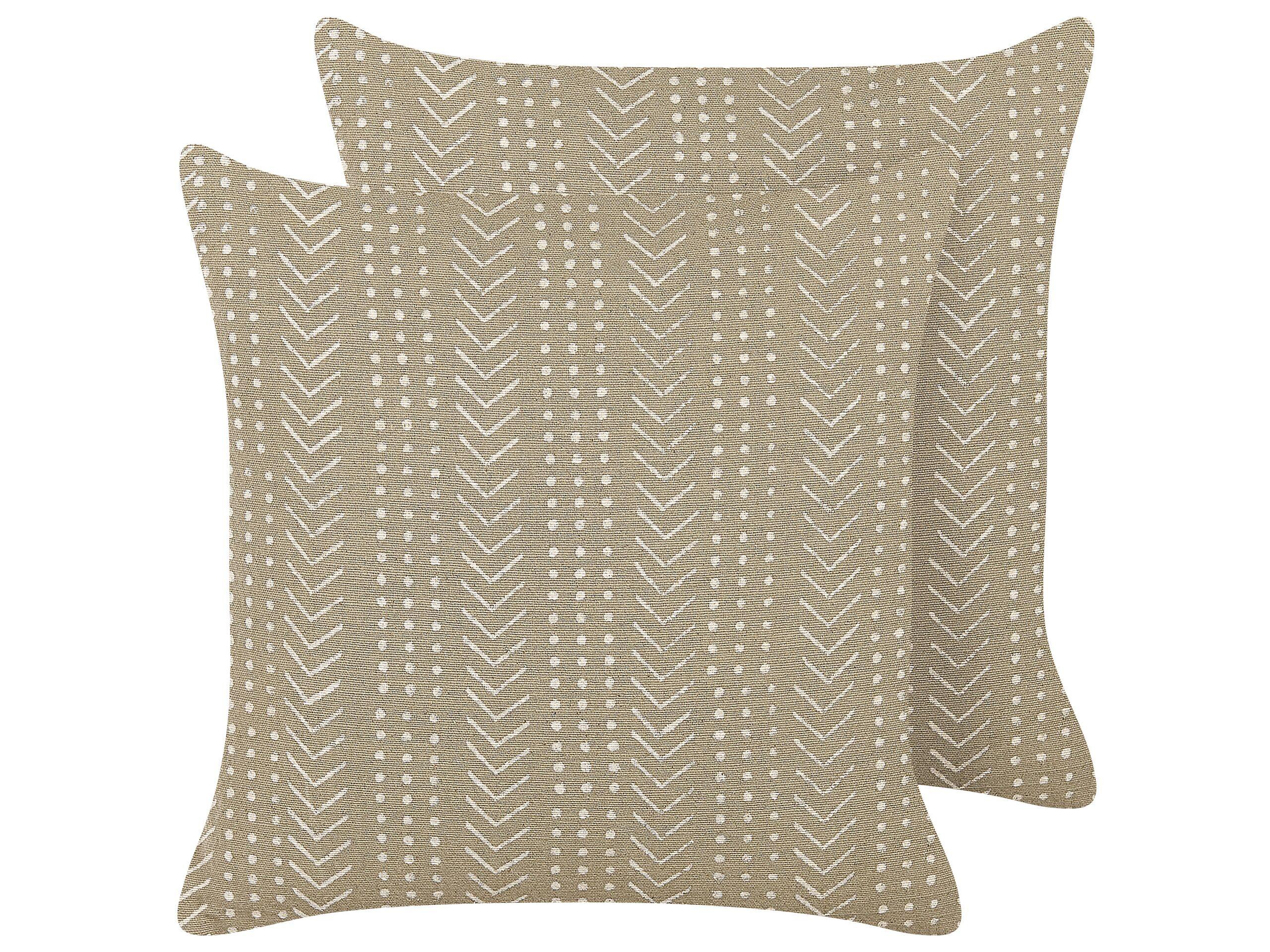 DEKOKISSEN 2er-Set Cremeweiß 45/45 cm Senecio - Ecru, Naturmaterialien/Textil (45/45cm) - Beliani