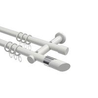 GARDINENSTANGE Platon Verano 140 cm, 2-läufig, 20 mm Ø Weiß - Chromfarben/Weiß, Metall (140cm) - INTERDECO
